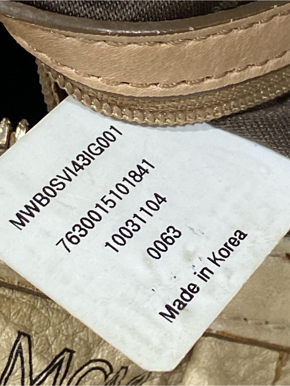 MCM Beige Visetos Logo Satchel with Gold Hardware - Picture 13 of 14